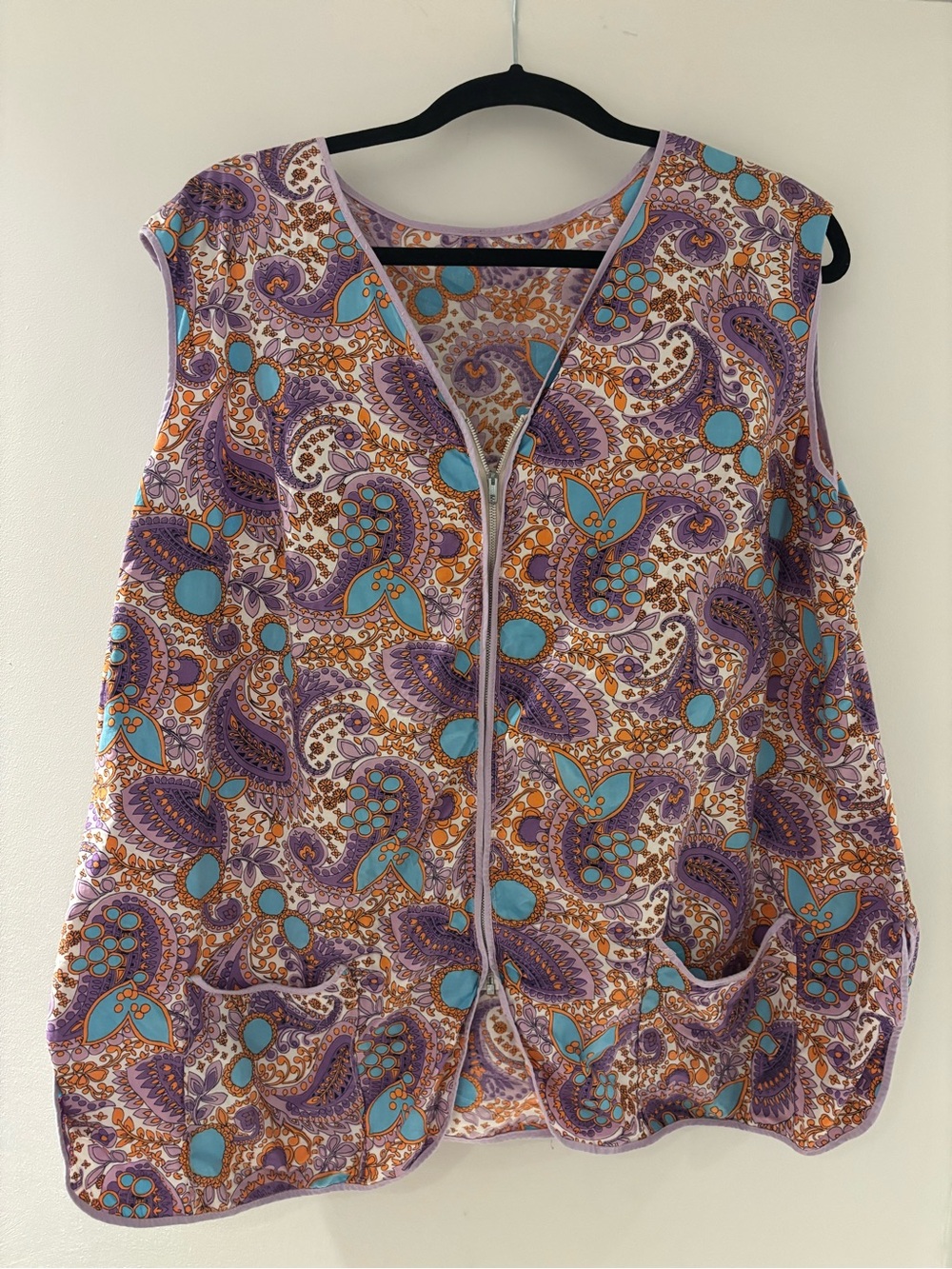 Vintage 1970s chore vest paisley print